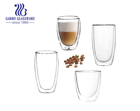 Tazze in vetro cappuccino a doppia parete in borosilicato di vendita calda in stile europeo