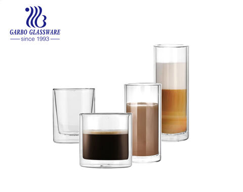 Doppelwandige Kaffeetassen aus Glas im geraden Longdrink-Design im koreanischen Stil