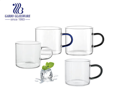 270ML Double wall inner colored borosilicate glass short latte mug for cafe 