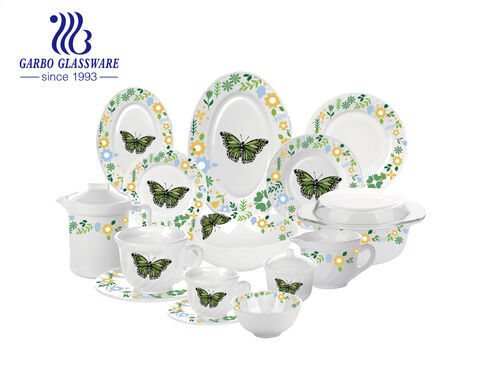 Heißer Verkauf Ägypten-Stil 58-teiliges Opalglas-Dinner-Set für den Familiengebrauch