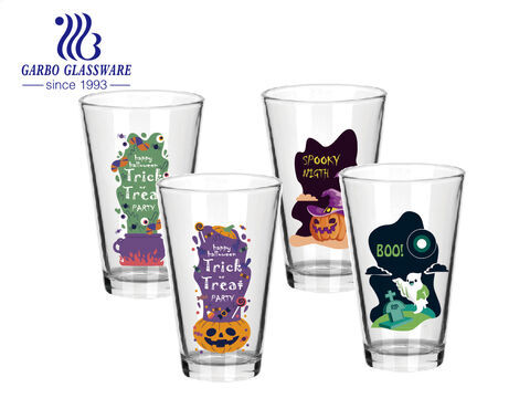 Halloween design glass tumblers customized designs highball glass cups 