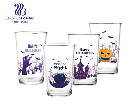 V shape standard 8oz glass cup with custom Halloween festival printing
