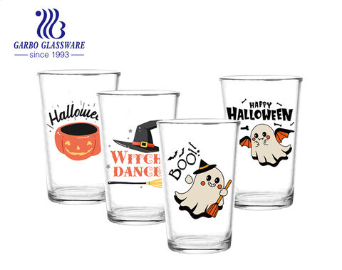 V shape standard 8oz glass cup with custom Halloween festival printing