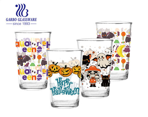 V shape standard 8oz glass cup with custom Halloween festival printing