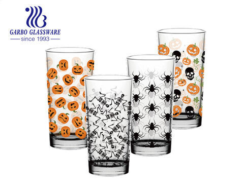 240ml 8oz  Halloween decal design glass water tumbler highball glass cup
