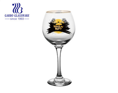 520 ml 18 oz grande taille décalcomanie Halloween verres à pied gobelet verre à vin avec bord doré