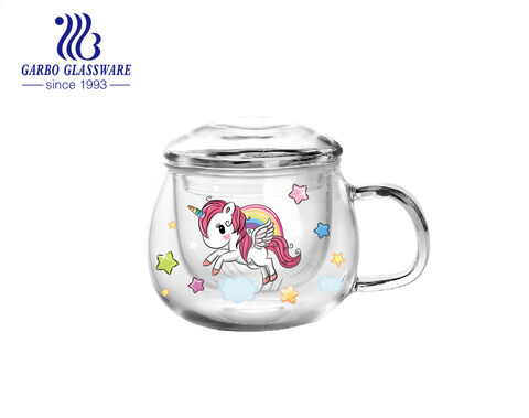 High-quality 265ml double wall new designs borosilicate glass drinking mug 