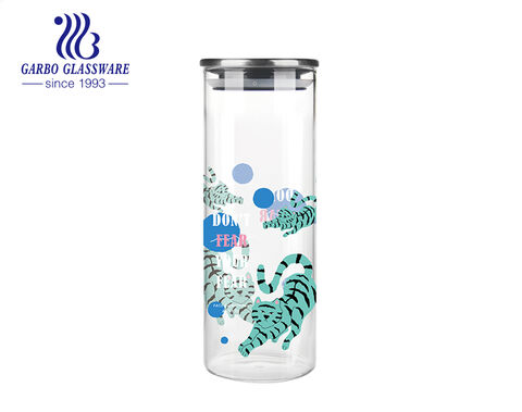 Contenedor de alimentos de vidrio ligero de borosilicato de 1700ML con calcomanía personalizada para uso doméstico