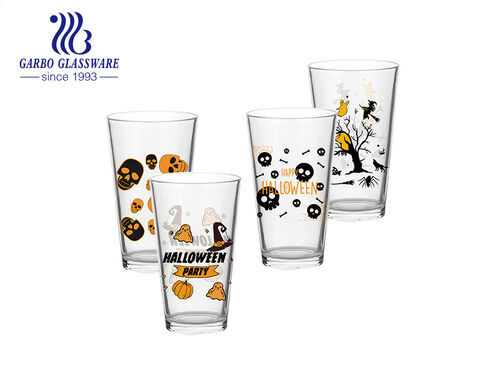 Горячая Распродажа, классическая стеклянная чашка для питья воды на 16 унций с праздничным рекламным рисунком