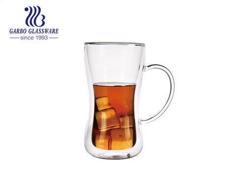 Heat resistant borosilicate double wall transparent glass mug for Turkish tea