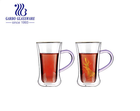 Taza de vidrio transparente de doble pared de borosilicato resistente al calor para té turco