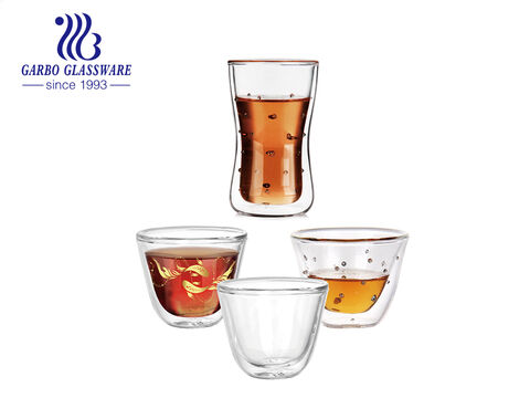 Tasse à thé cawa en verre borosilicaté à double paroi de style arabe du Moyen-Orient