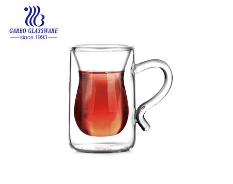 Tasse à thé cawa en verre borosilicaté à double paroi de style arabe du Moyen-Orient