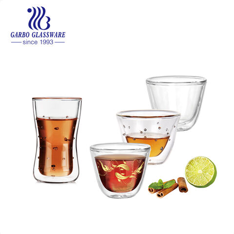 Luxury 2OZ Heat Resistant Double Wall Glass Coffee Cup