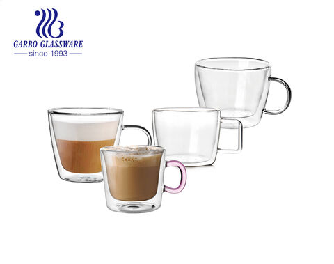 280ml 300ml 480ml Tazza da caffè espresso a doppia parete in borosilicato alto a forma di V