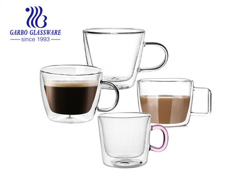 280ml 300ml 480ml Tazza da caffè espresso a doppia parete in borosilicato alto a forma di V