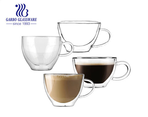 Tazas de café con aislamiento de doble pared de alto borosilicato (juego de 2)