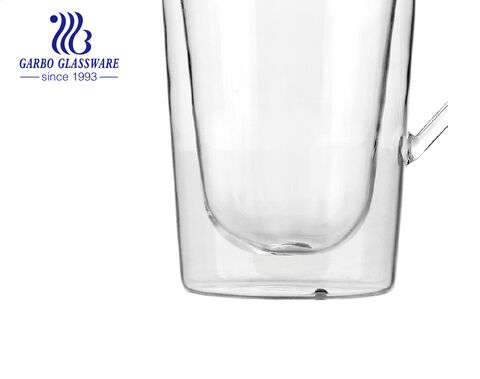 Eleganter 13oz hitzebeständiger doppelwandiger Glasbecher