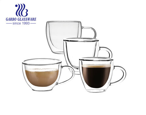 Luxury 2oz double wall glass mug for hot coffee and tea
