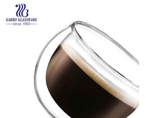 Luxuriöser doppelwandiger 2-Unzen-Glasbecher für heißen Kaffee und Tee