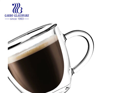 Taza para beber café con leche de vidrio resistente al calor de alto borosilicato con diseño de calcomanía personalizado