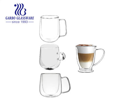 Tasse à café en verre à double paroi personnalisée d'une capacité de 275 ml faite à la main pour un usage quotidien