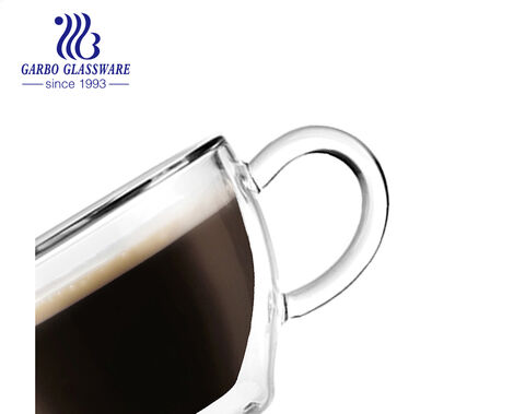 Tazas de café de vidrio de doble pared de borosilicato resistente a los golpes térmicos de 150 ml