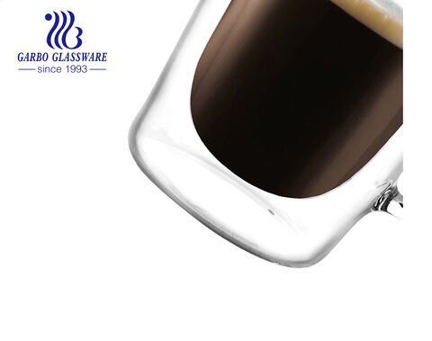 Tasses à café en verre à double paroi en borosilicate résistant aux chocs thermiques de 150 ml