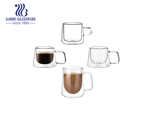 Insulated Tea Cup Set 2 Double Wall Glass Milk Coffee Mug 200ml