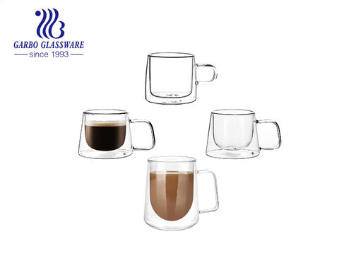 Conjunto de copos de chá isolados 2 copos de parede dupla caneca de café com leite 200ml