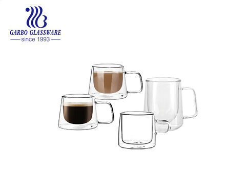 Набор изолированных чайных чашек 2 стеклянных кофейных кружки с молоком с двойными стенками 200 мл