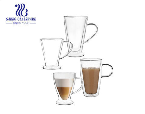 300ml  Double Wall Glass Coffee Mugs 10 ozGlass Coffee Mugs Set of 2