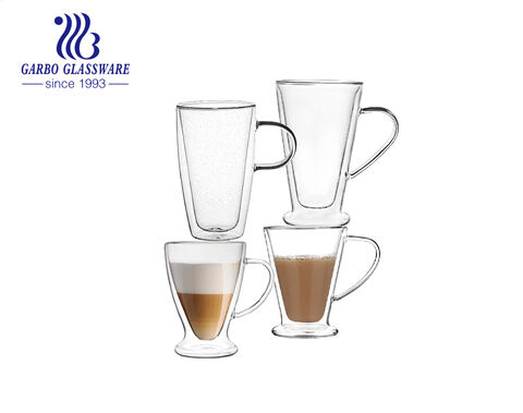 300ml  Double Wall Glass Coffee Mugs 10 ozGlass Coffee Mugs Set of 2