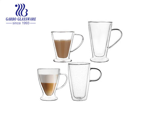 300ml  Double Wall Glass Coffee Mugs 10 ozGlass Coffee Mugs Set of 2