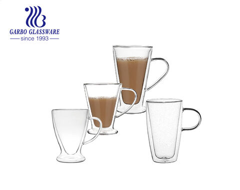 300ml  Double Wall Glass Coffee Mugs 10 ozGlass Coffee Mugs Set of 2