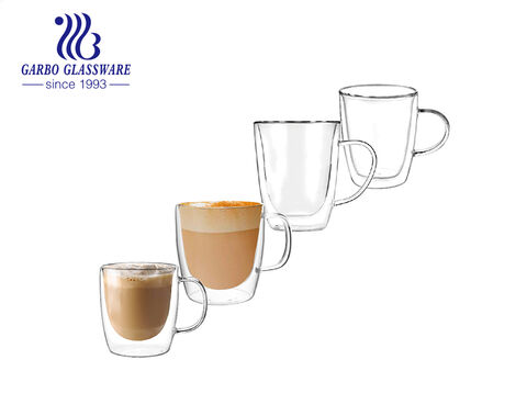 400ml 2 pcs set high borosilicate double wall glass espresso coffee mug