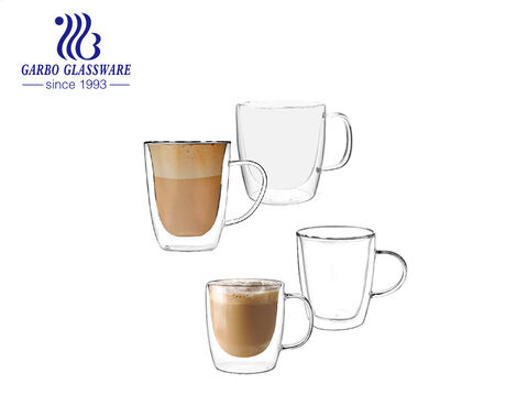 400ml 2 pcs set high borosilicate double wall glass espresso coffee mug