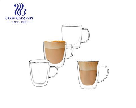 Conjunto de 400 ml 2 peças caneca de café expresso de vidro de parede dupla de alta borosilicato