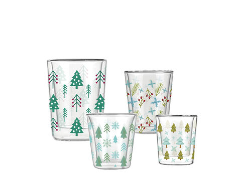 Tasse à thé en verre à double paroi à haute teneur en borosilicate de 70ML avec un design de Noël personnalisé