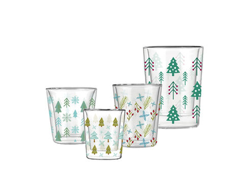 Tasse à thé en verre à double paroi à haute teneur en borosilicate de 70ML avec un design de Noël personnalisé