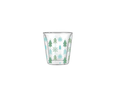 70ML high borosilicate double wall glass tea drinking cup with customized Christmas design