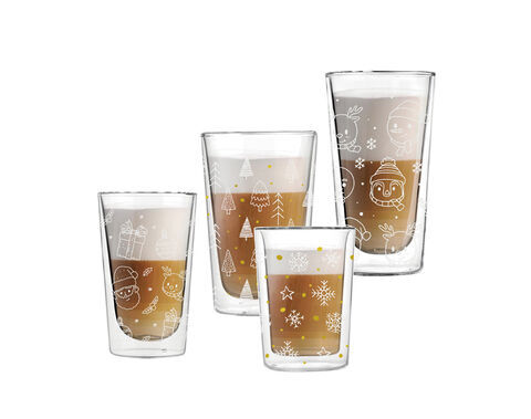 280 ml Wassertrinkkaffeetasse aus Borosilikatglas mit individuellem goldenem Aufkleber