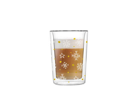 280 ml Wassertrinkkaffeetasse aus Borosilikatglas mit individuellem goldenem Aufkleber