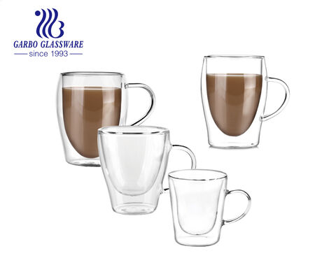 Luxury borosilicate double layer glass mug for coffee