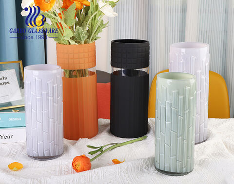 2023 new arrivals cylinder glass vases with custom colors