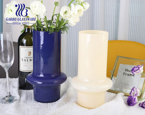 Luxury Blue Painted Glass Vase for European and American Market