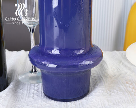 Vaso de vidro pintado de azul luxuoso para o mercado europeu e americano