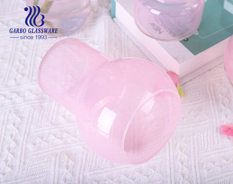 Premium Quality Pink Glass Vase with Irregular Shape for American and European Market