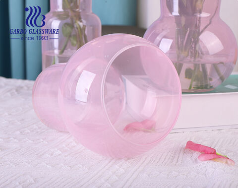 Vase en verre rose de qualité supérieure avec forme irrégulière pour le marché américain et européen