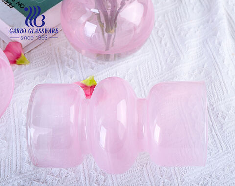 Premium Quality Pink Glass Vase with Irregular Shape for American and European Market